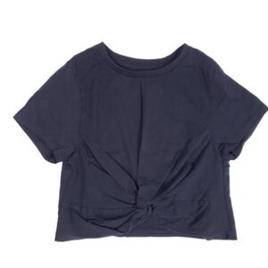 Urban‎ Rebel Womens XL Black Twist Front Short Sleeve Crop Top Cotton Spandex